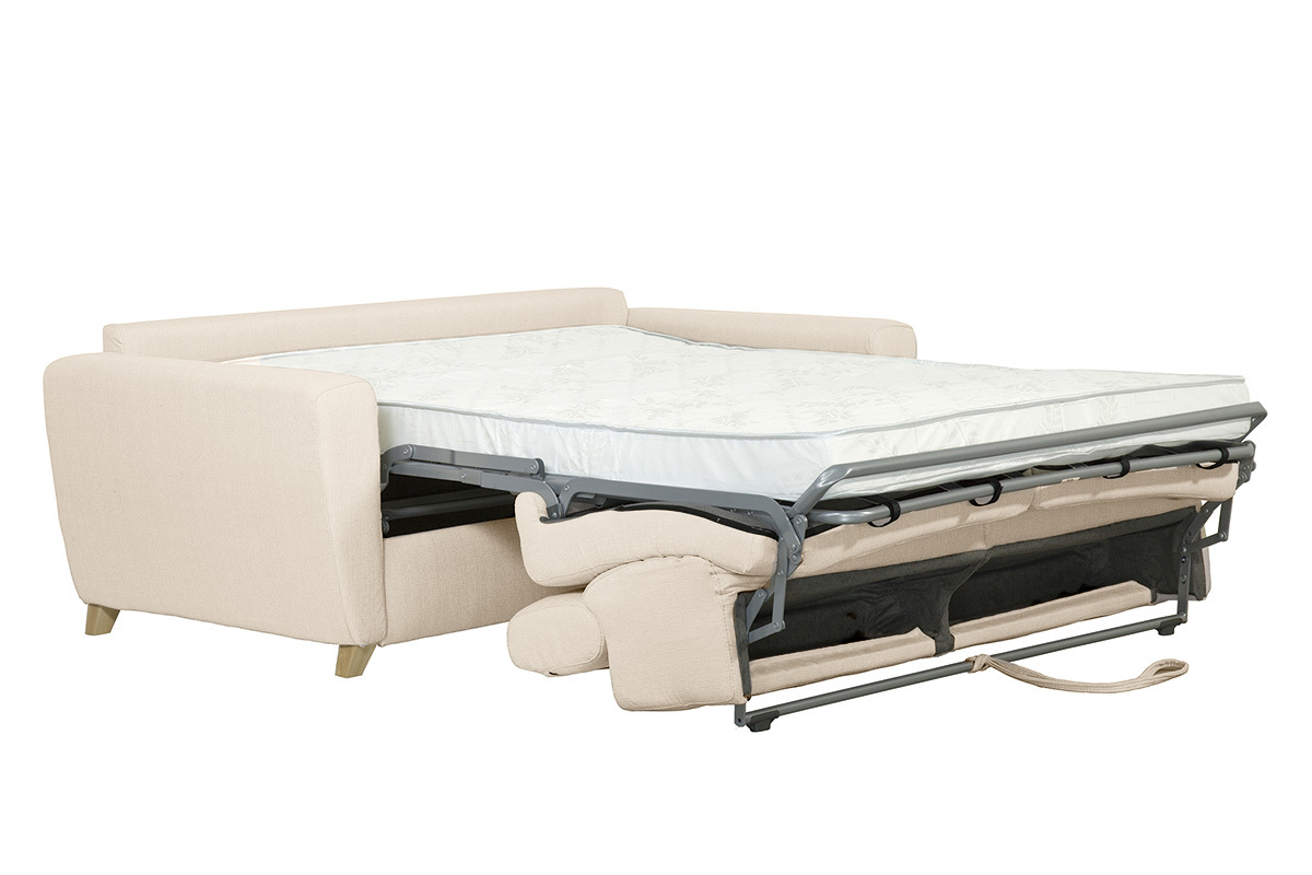 Sof convertible 3 plazas con reposacabezas ajustables  beige GOYA