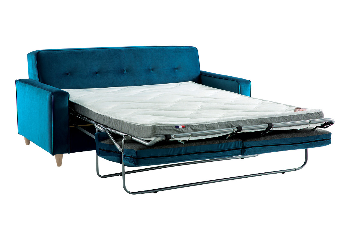 Sof convertible 3 plazas en terciopelo azul petrleo CIGALE