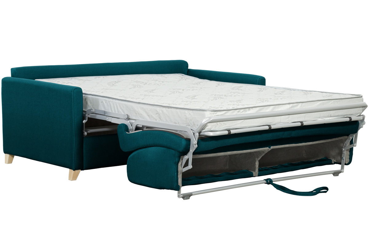 Sof convertible 3 plazas nrdico azul pavo real SKANDY