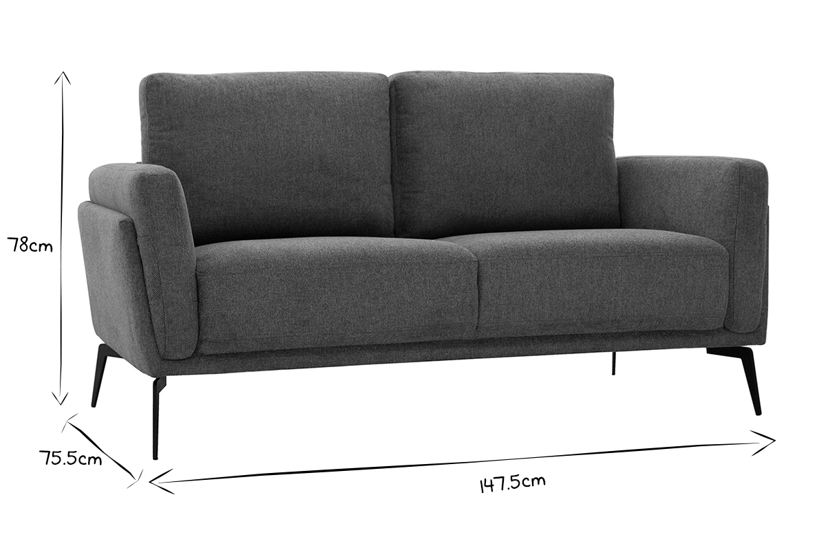 Sof moderno 2plazas de tejido efecto aterciopelado texturizado gris MOSCO