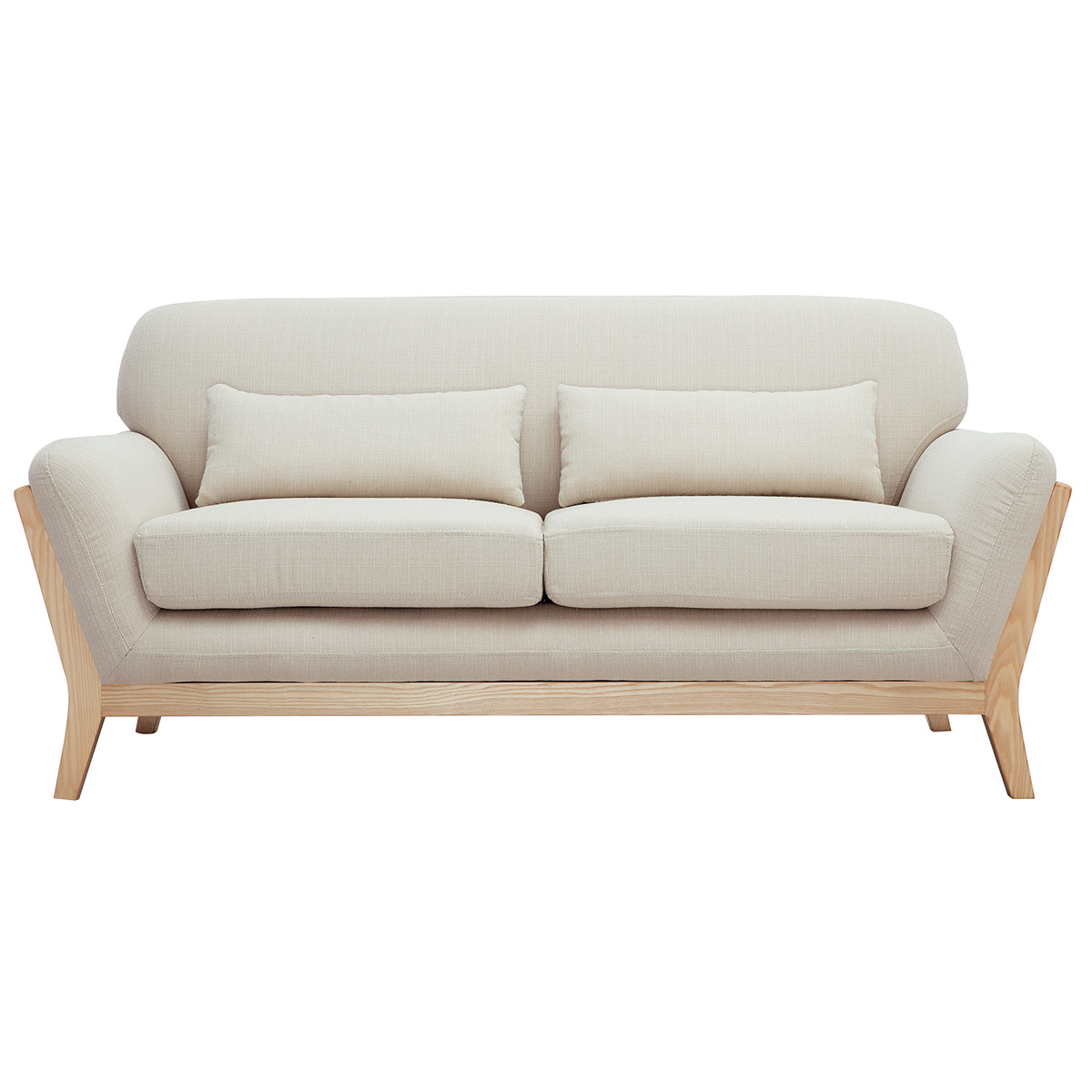 Sofá nórdico 2 plazas beige madera YOKO