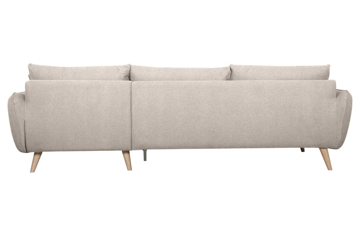 Sof nrdico chaise longue a la derecha 5 plazas de tela beige natural y madera clara CREEP