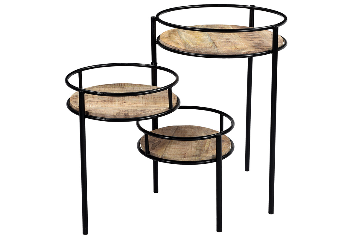 Soporte para plantas modulable en metal y mango THREE