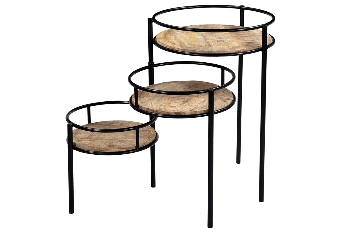 Soporte para plantas modulable en metal y mango THREE