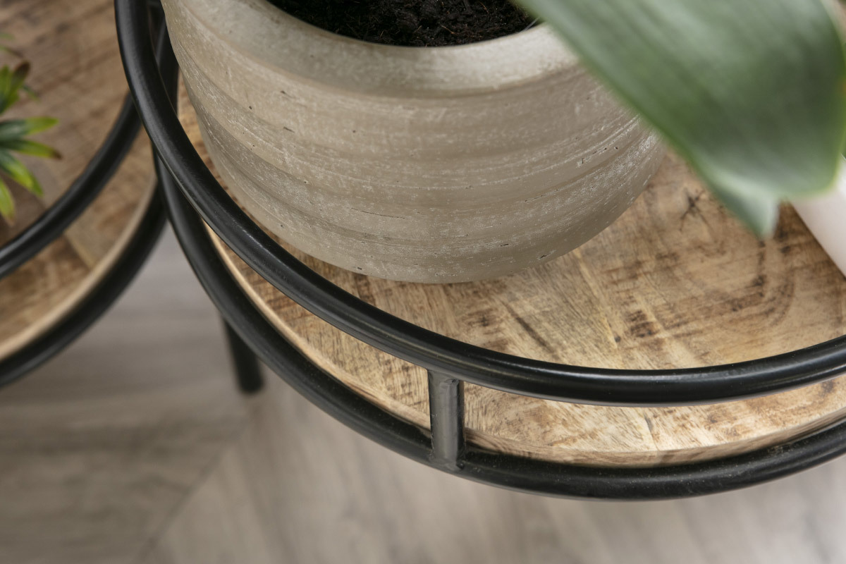 Soporte para plantas modulable en metal y mango THREE