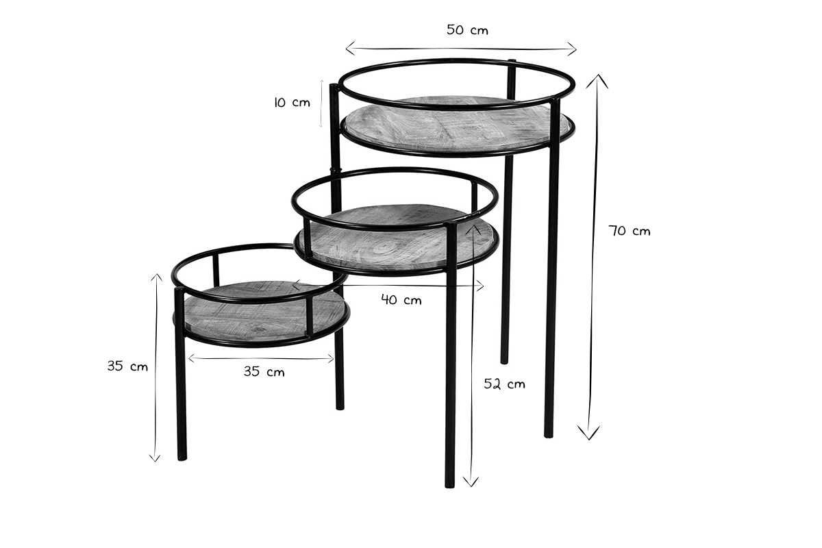 Soporte para plantas modulable en metal y mango THREE