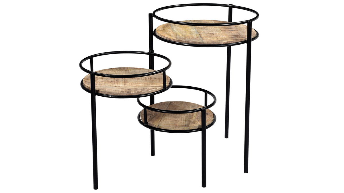 Soporte para plantas modulable en metal y mango THREE