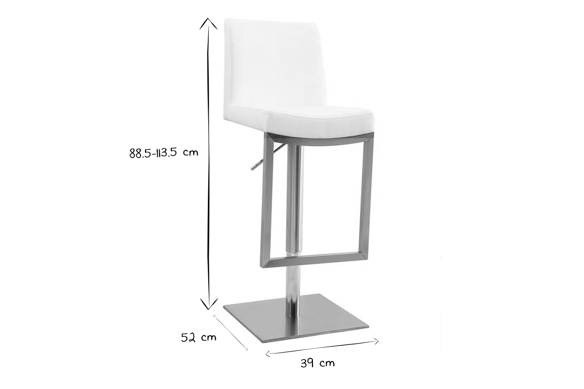 Taburete de bar diseo contemporneo - metal y PU blanco - KYLE