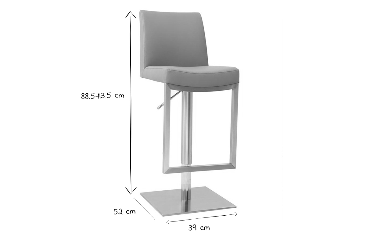 Taburete de bar diseo contemporneo - metal y PU gris - KYLE