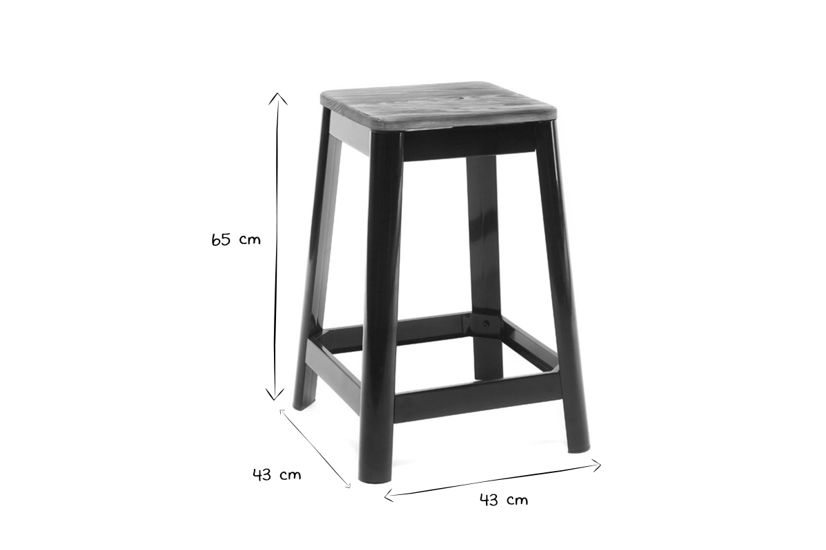 Taburete de bar diseo negro A65cm NICK