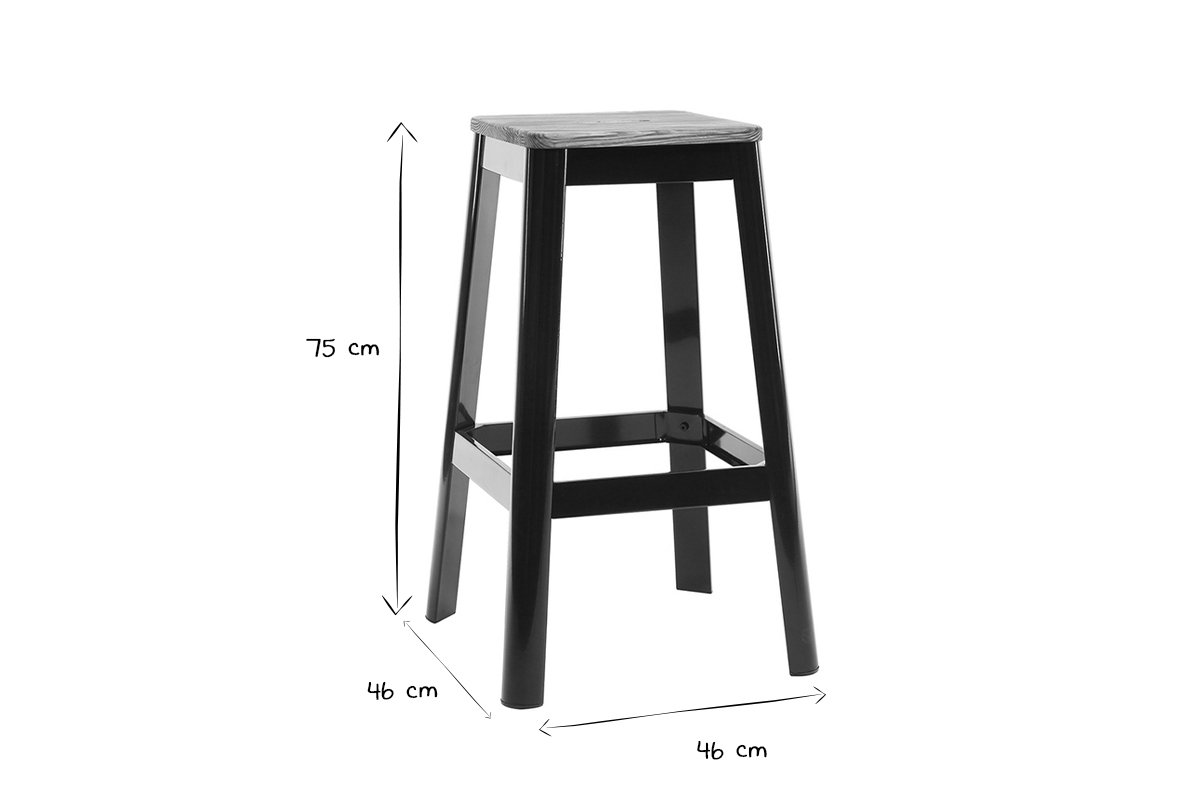 Taburete de bar diseo negro A75cm NICK