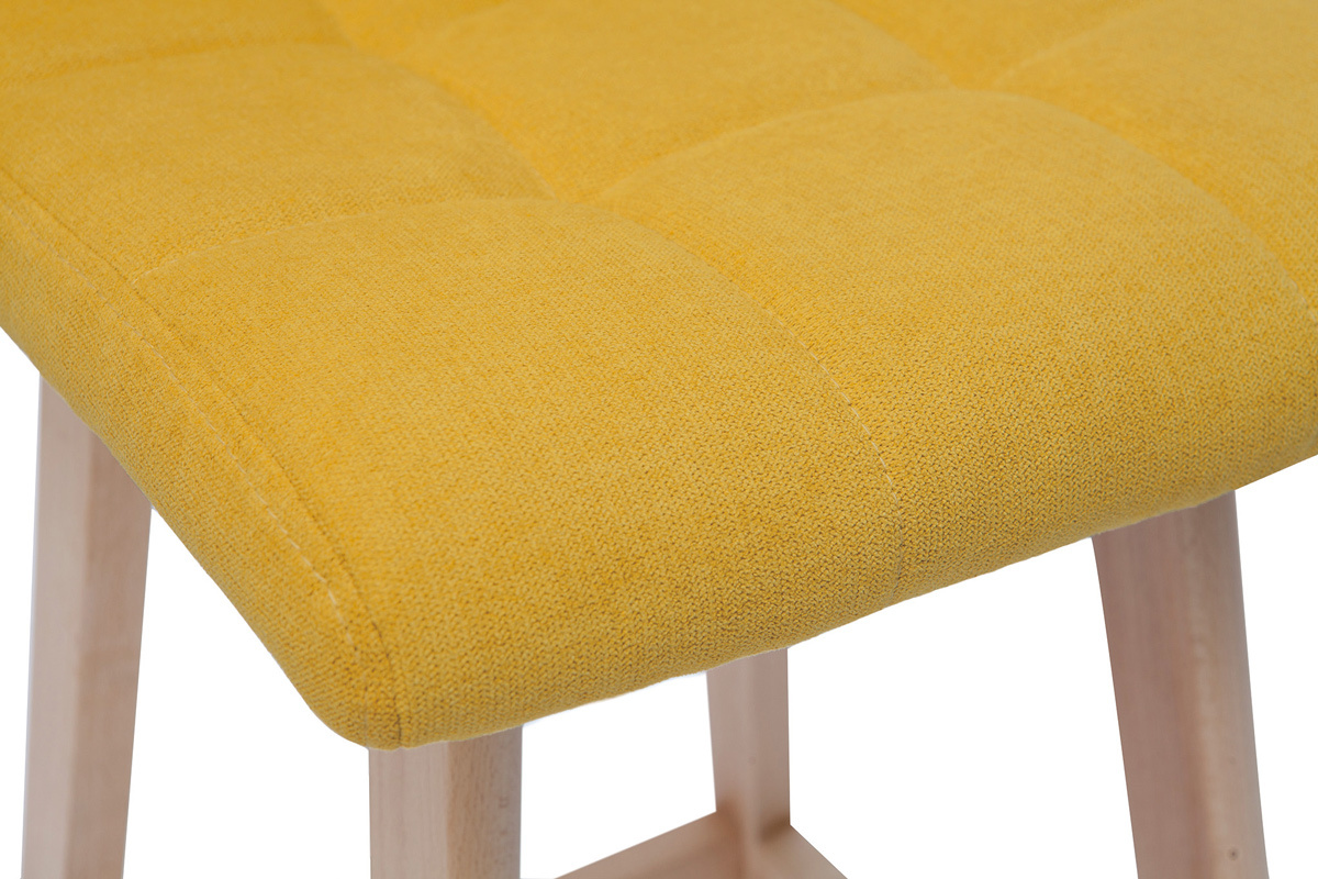 Taburete de bar efecto aterciopelado amarillo a 65cm lote de 2 KLARIS