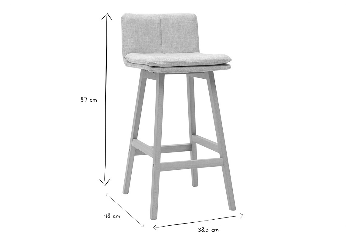 Taburete de bar madera y gris perla 65cm lote de 2 JOAN