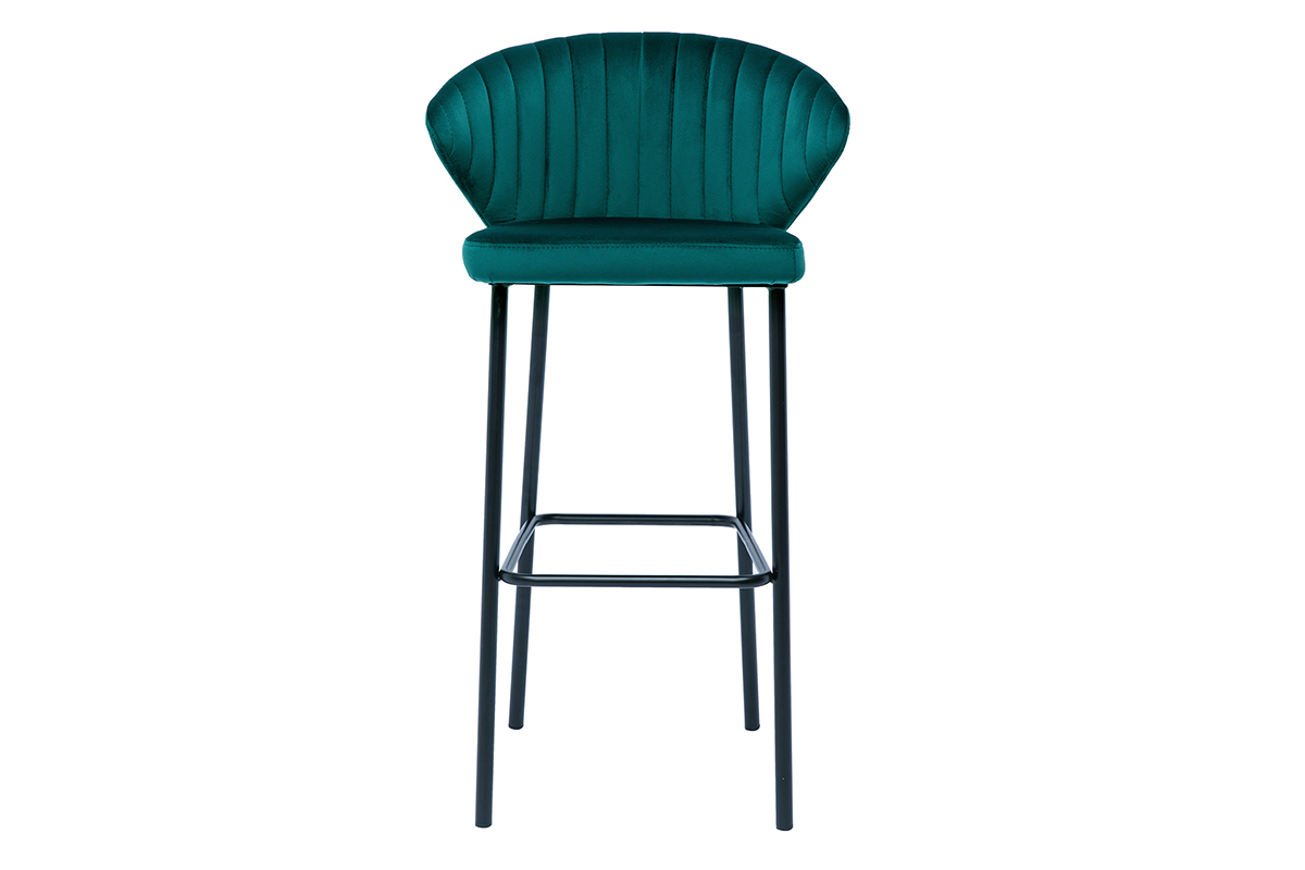 Taburete de bar moderno terciopelo azul petrleo 78 cm DALLY