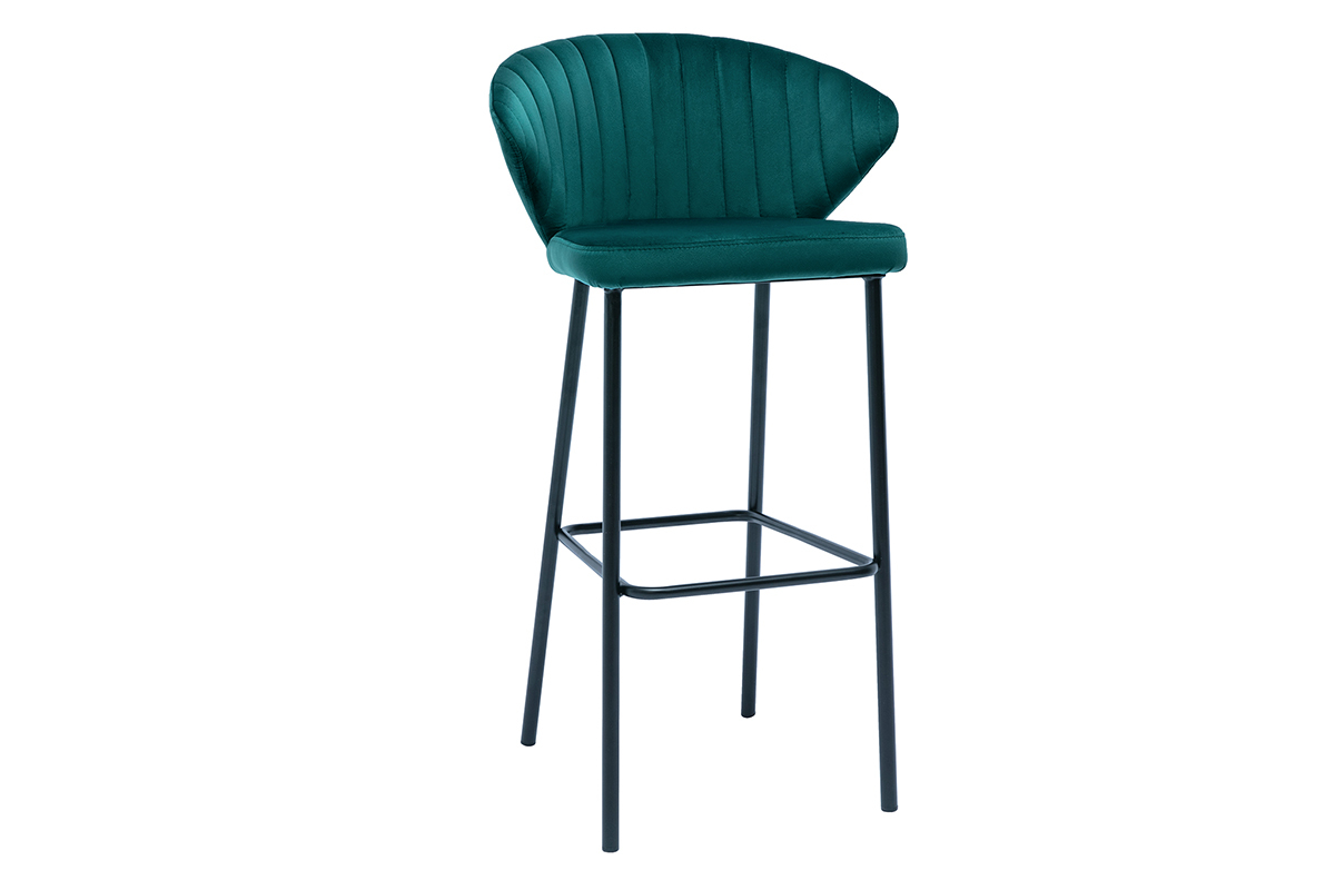 Taburete de bar moderno terciopelo azul petrleo 78 cm DALLY