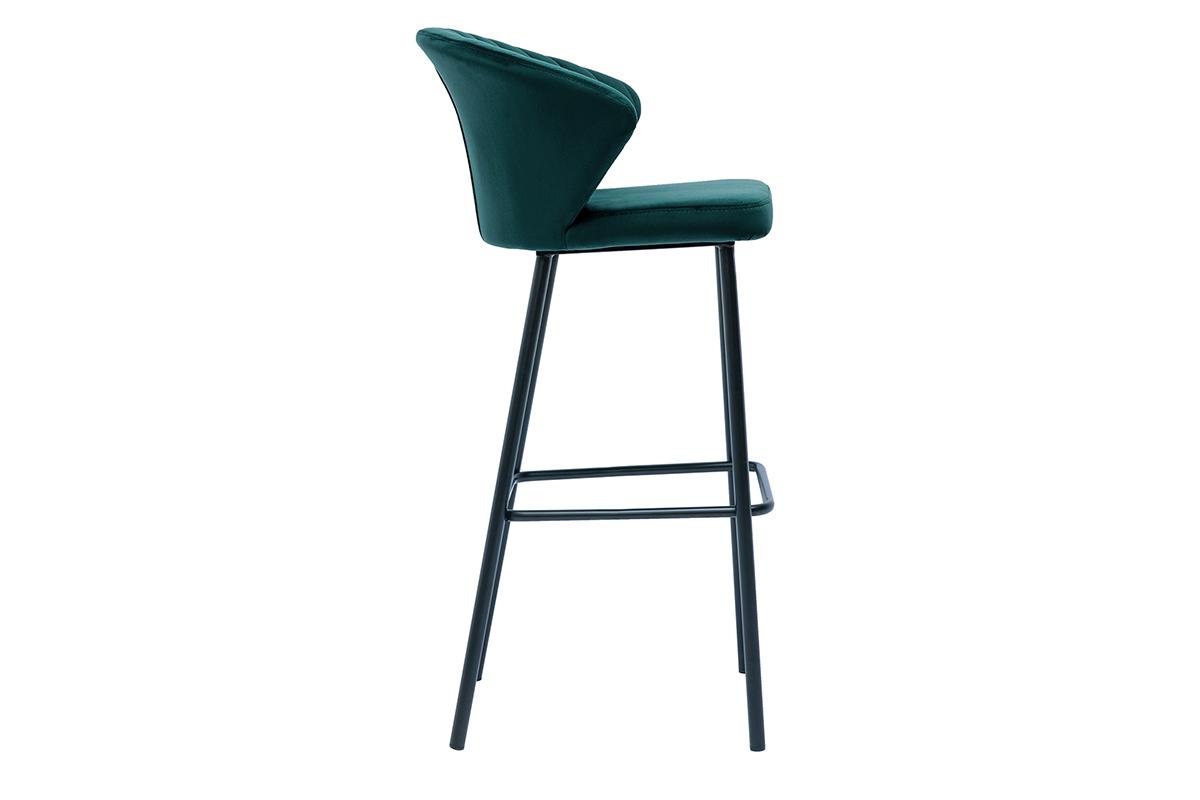 Taburete de bar moderno terciopelo azul petrleo 78 cm DALLY