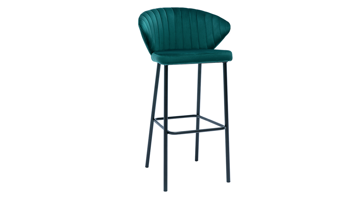 Taburete de bar moderno terciopelo azul petrleo 78 cm DALLY