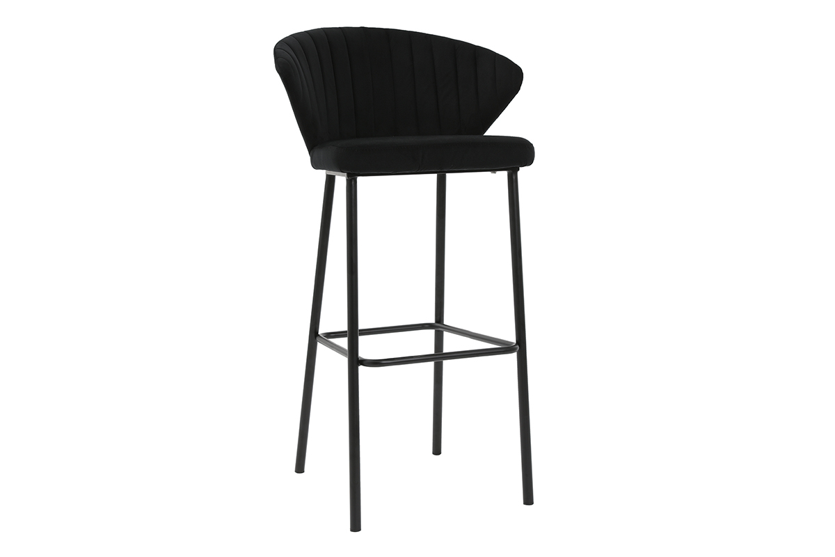 Taburete de bar moderno terciopelo negro 78 cm DALLY