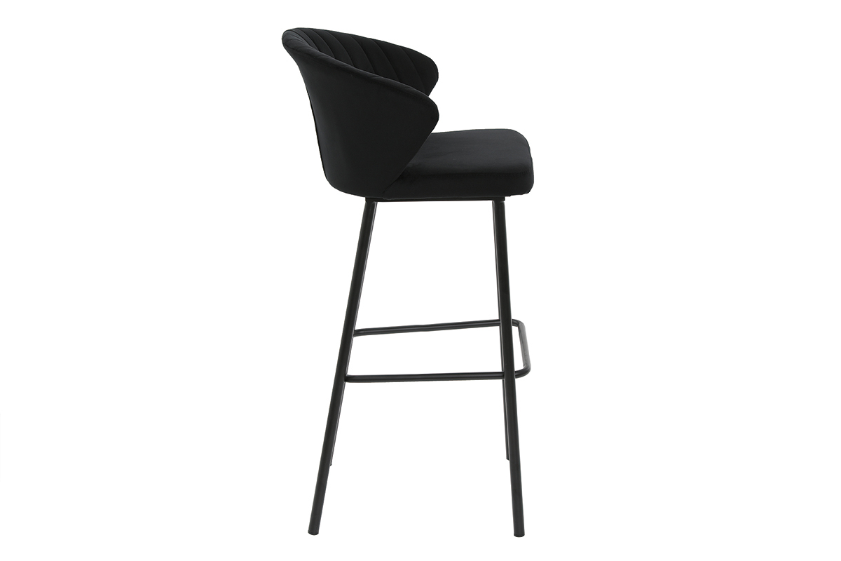 Taburete de bar moderno terciopelo negro 78 cm DALLY