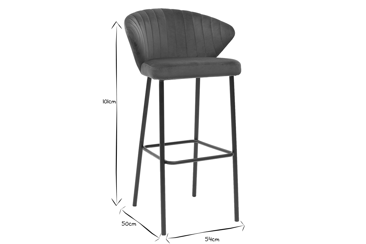 Taburete de bar moderno terciopelo negro 78 cm DALLY