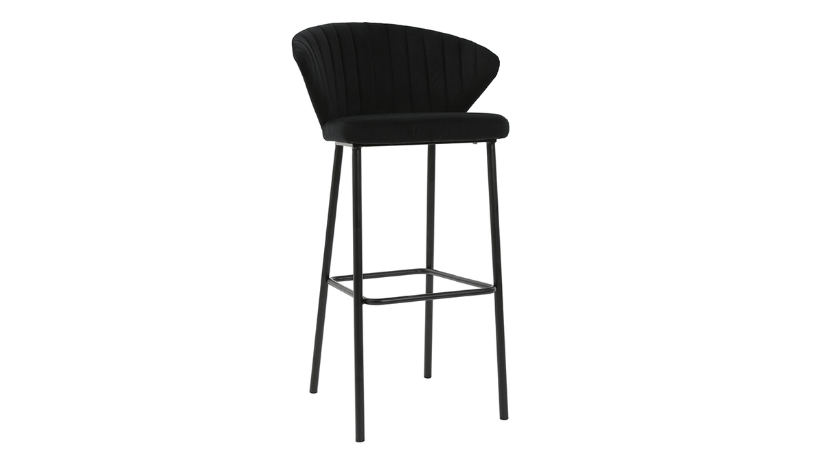 Taburete de bar moderno terciopelo negro 78 cm DALLY