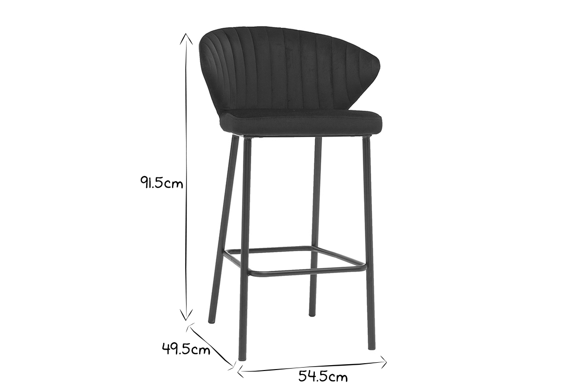 Taburete de bar moderno terciopelonegro 68 cm DALLY