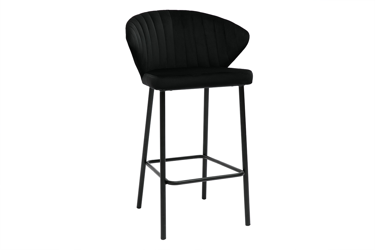 Taburete de bar moderno terciopelonegro 68 cm DALLY