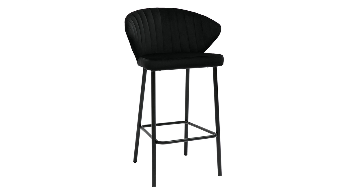 Taburete de bar moderno terciopelonegro 68 cm DALLY