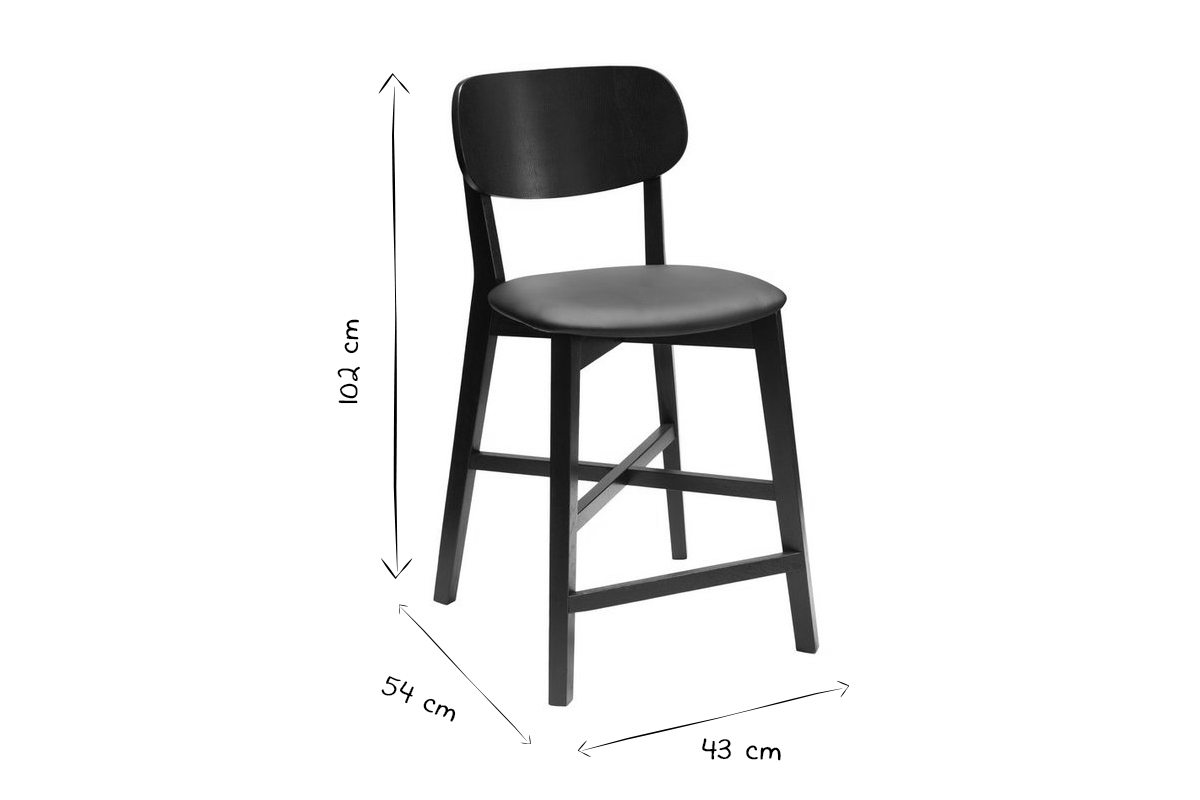 Taburete de bar roble y asiento gris jaspeado A65 cm LUCIA