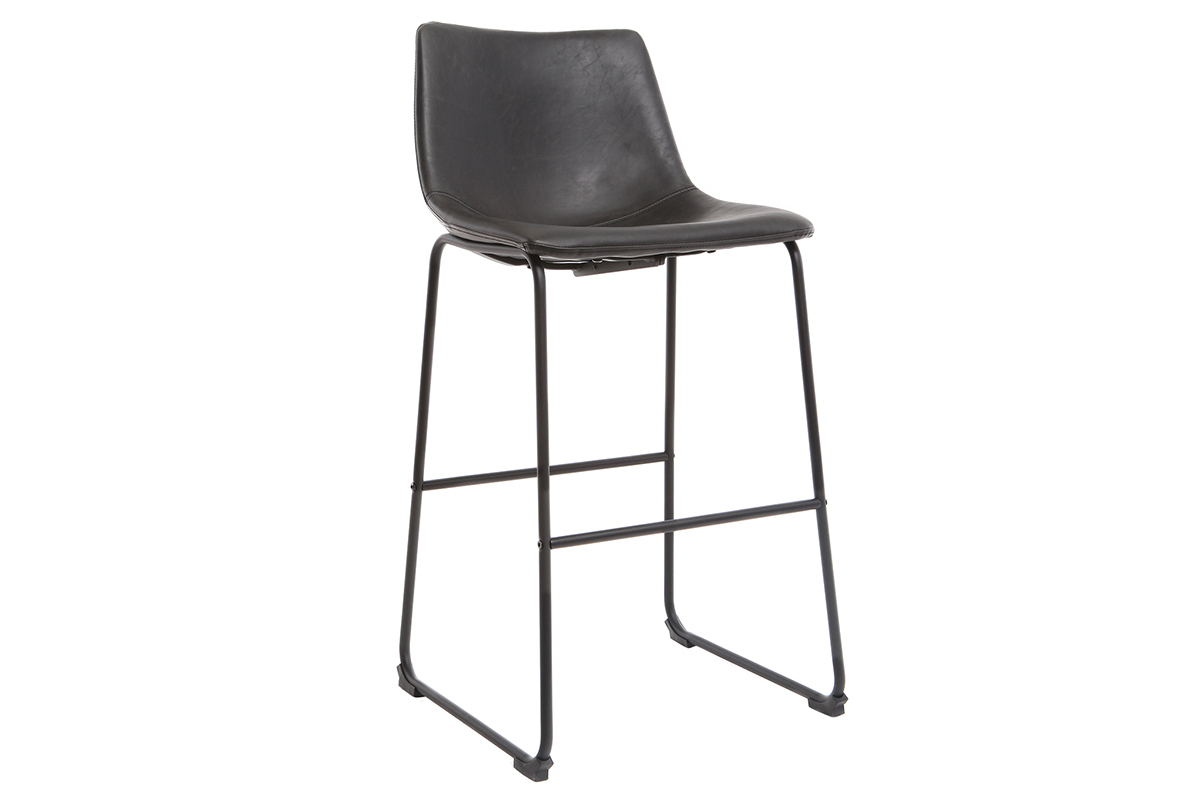 Taburete de bar vintage PU negro 73cm lote de 2 NEW ROCK