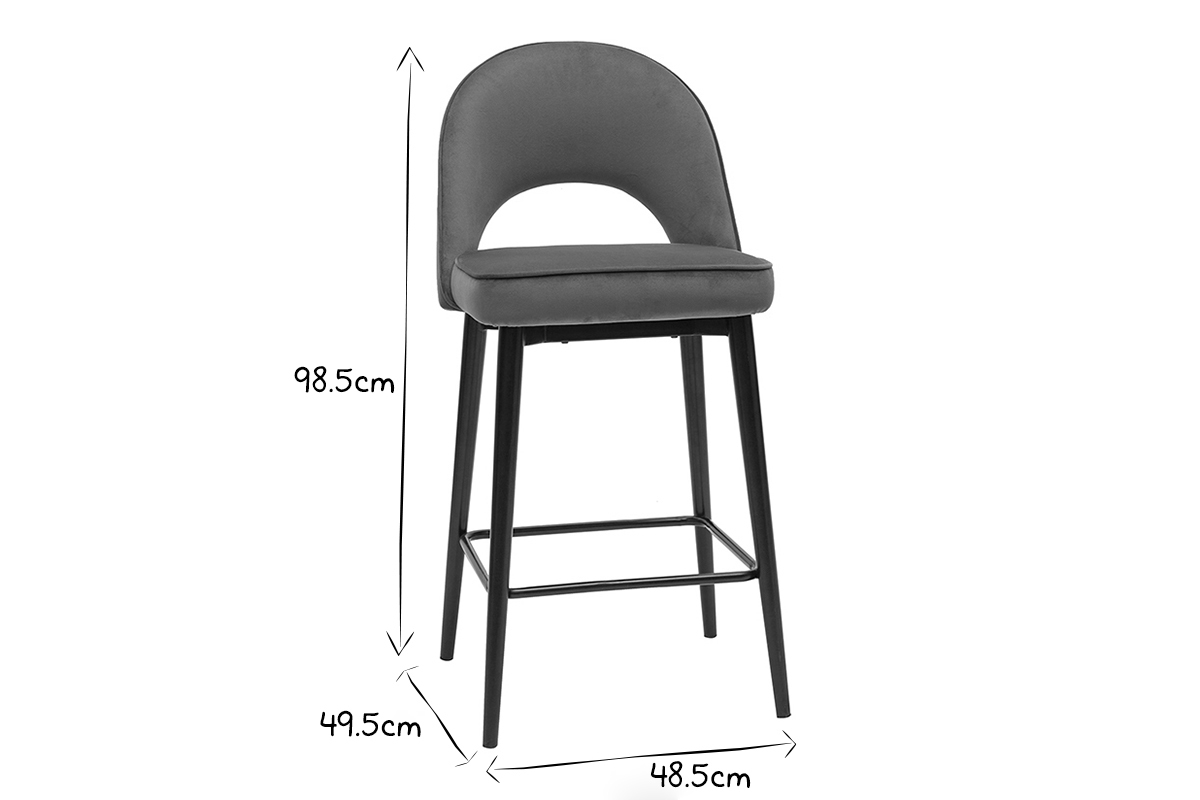 Taburete de cocina de diseo de terciopelo terracota y metal 69cm BELLEROSE