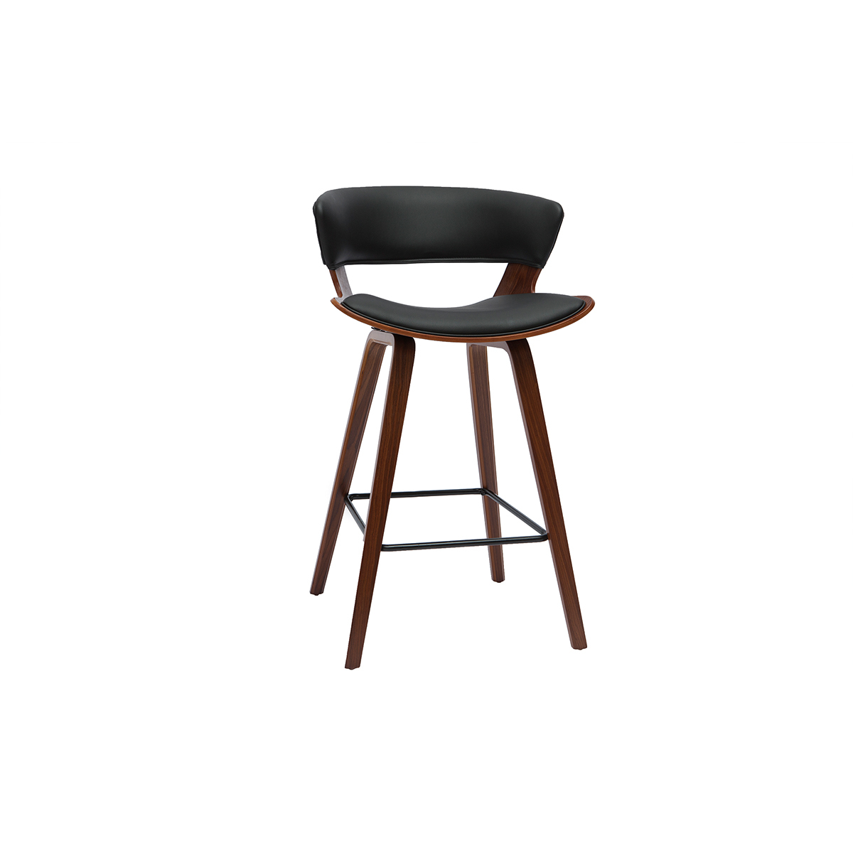 Taburete de cocina de diseño negro con madera oscura 65 cm SYRAH