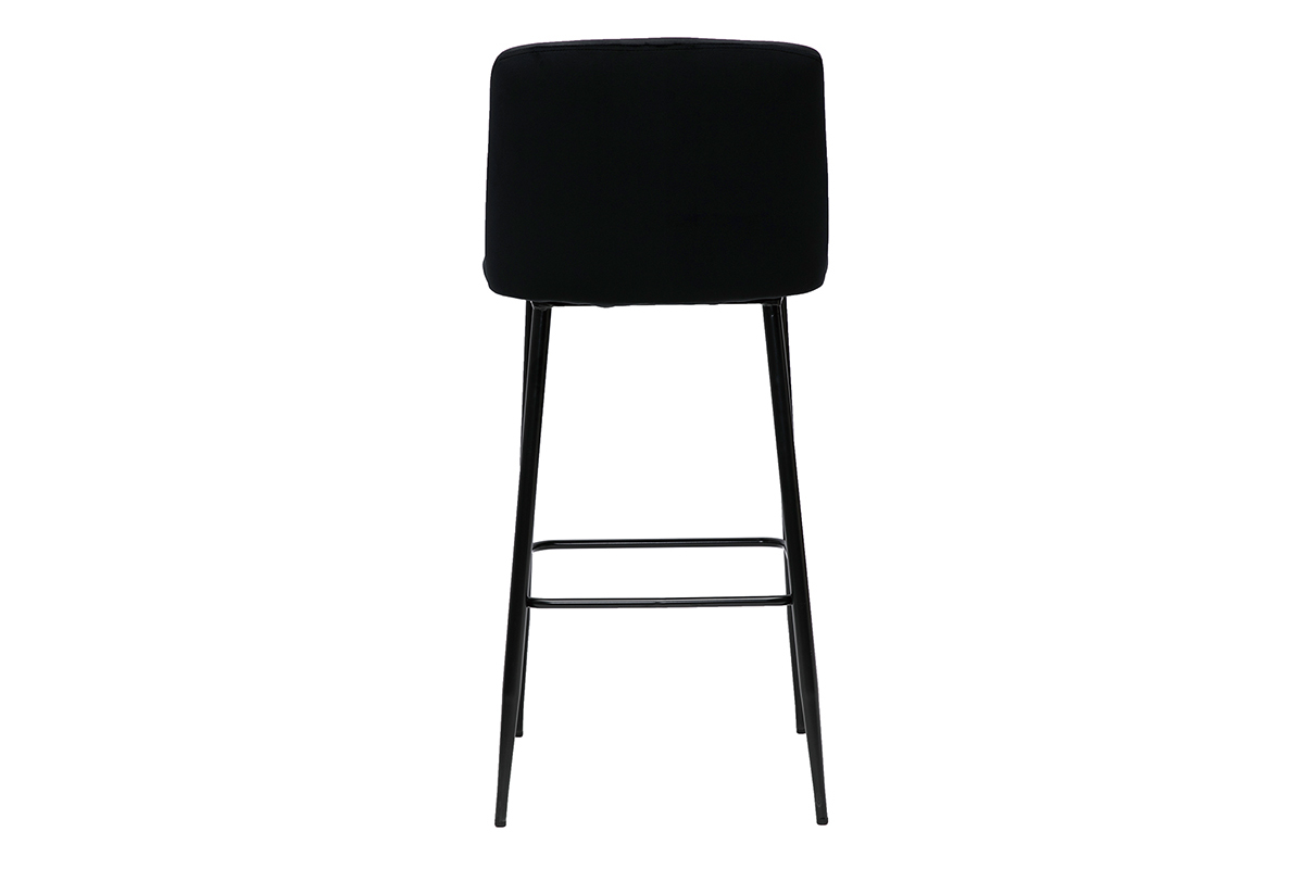 Taburete de cocina de terciopelo negro con patas de metal negro 78cm MONTI