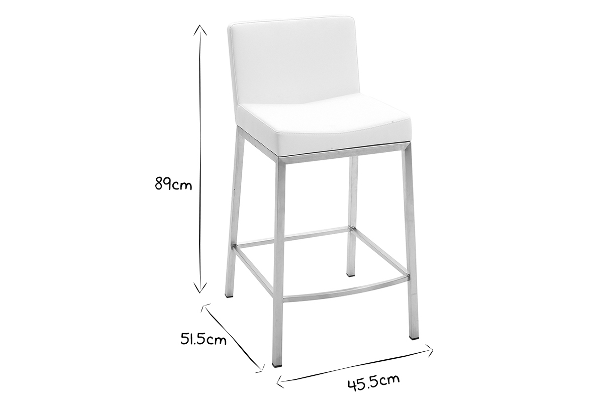 Taburete diseo 66cm blanco lote de 2 EPSILON