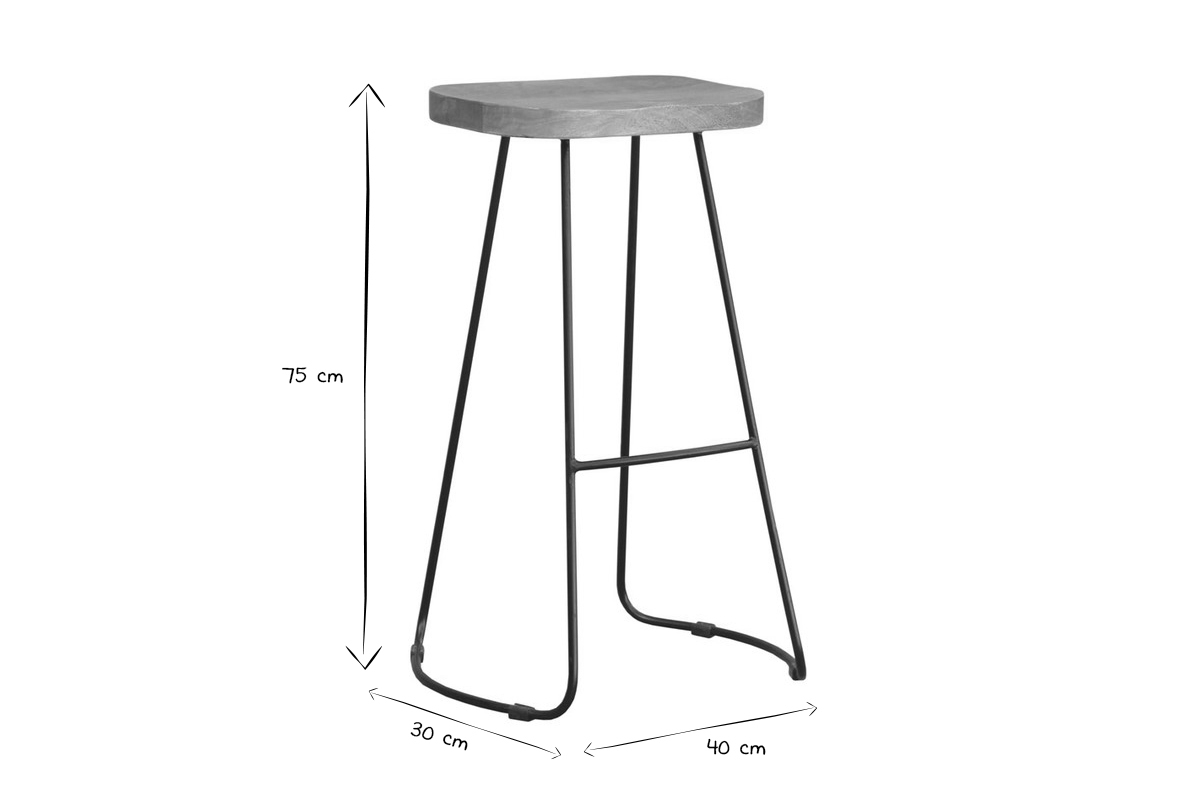 Taburetes de bar mango y metal 75 cm (lote de 2) RUNKO