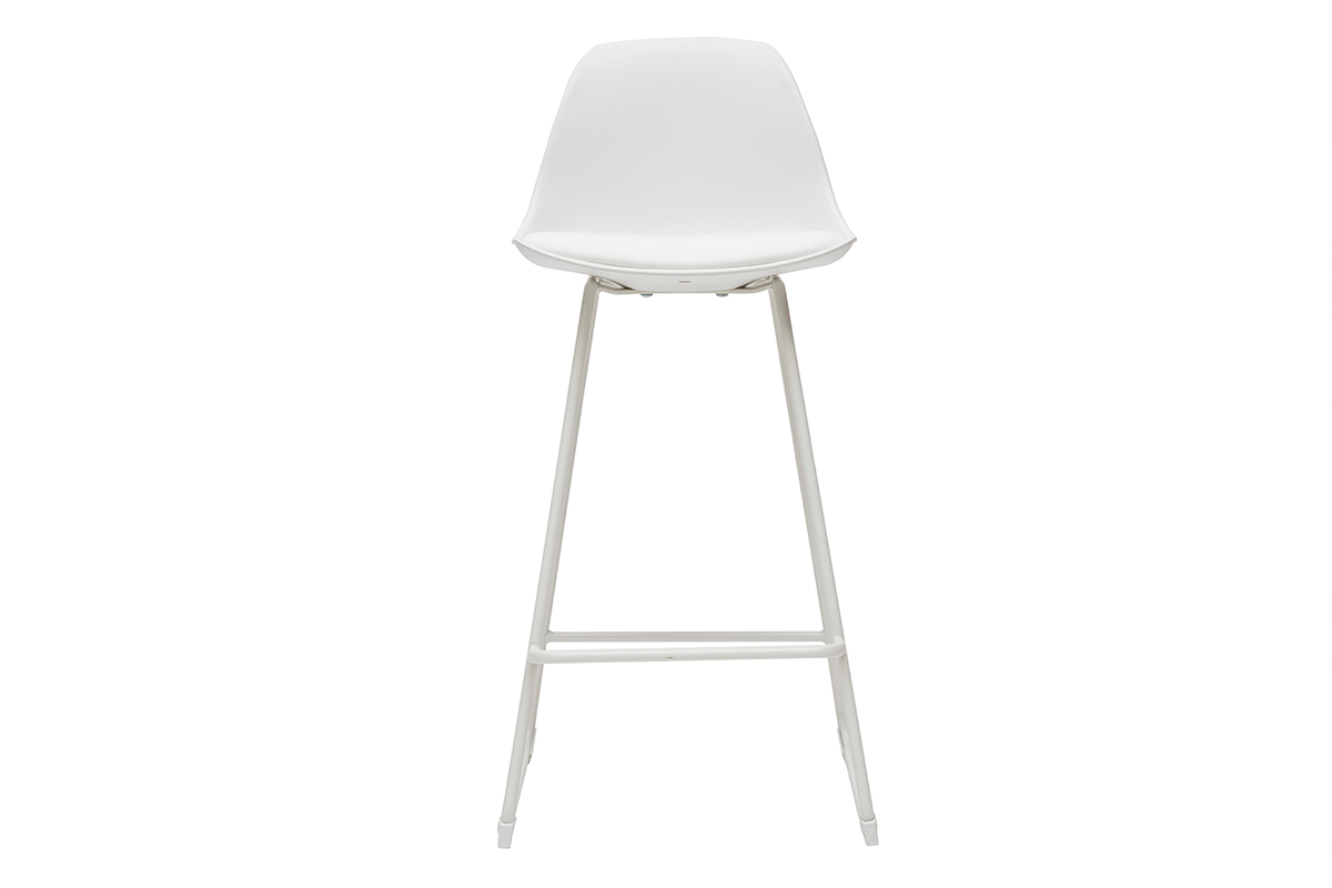 Taburetes de bar modernos blancos patas metal 65 cm (lote de 2) FRANZ