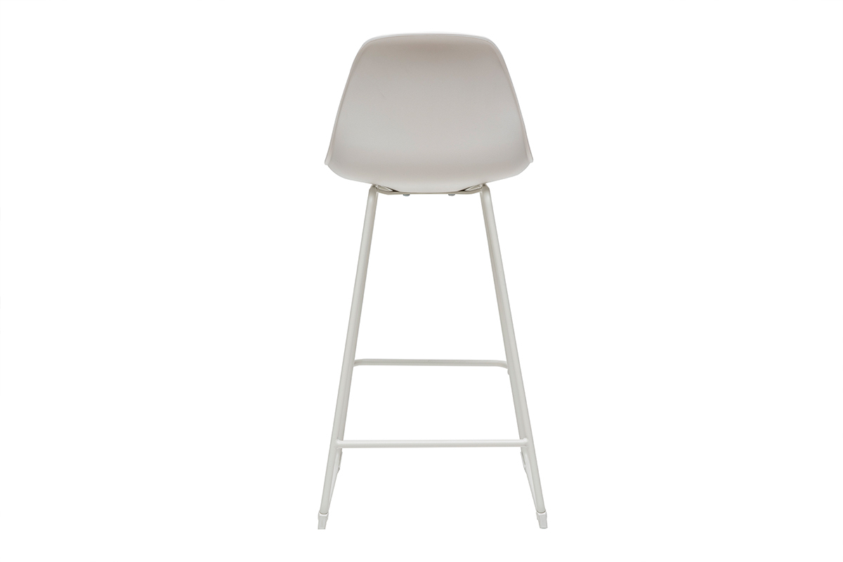 Taburetes de bar modernos blancos patas metal 65 cm (lote de 2) FRANZ