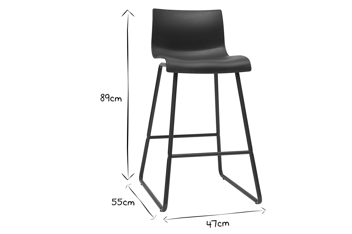 Taburetes de bar modernos negros 65 cm (lote de 2) ONA