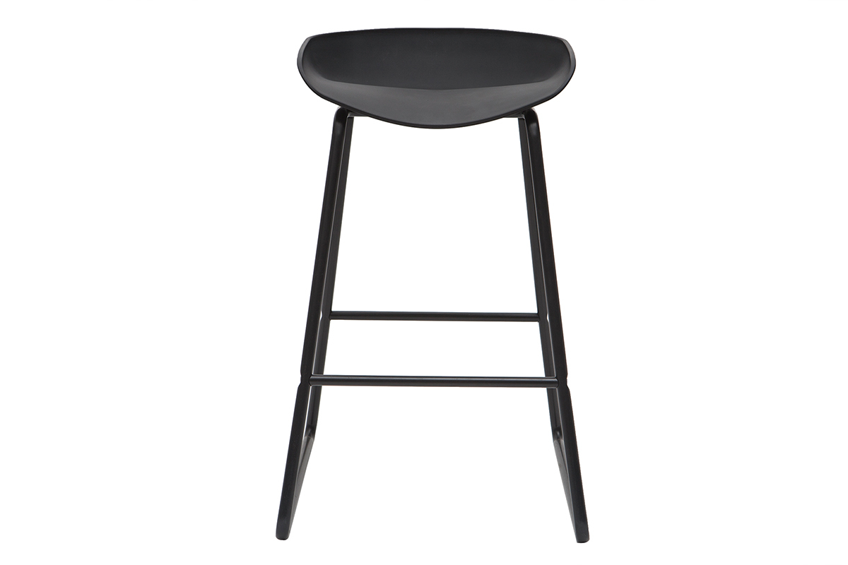 Taburetes de bar modernos negros con patas en metal 65 cm (lote de 2) PEBBLE