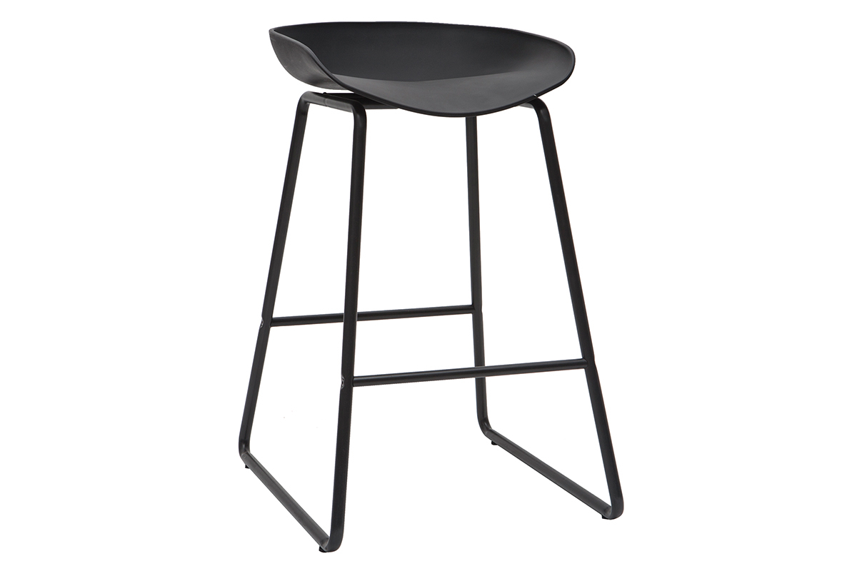 Taburetes de bar modernos negros con patas en metal 65 cm (lote de 2) PEBBLE