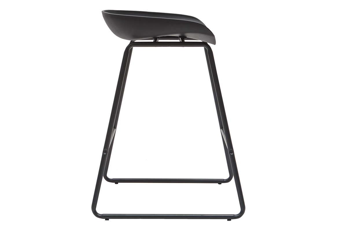 Taburetes de bar modernos negros con patas en metal 65 cm (lote de 2) PEBBLE