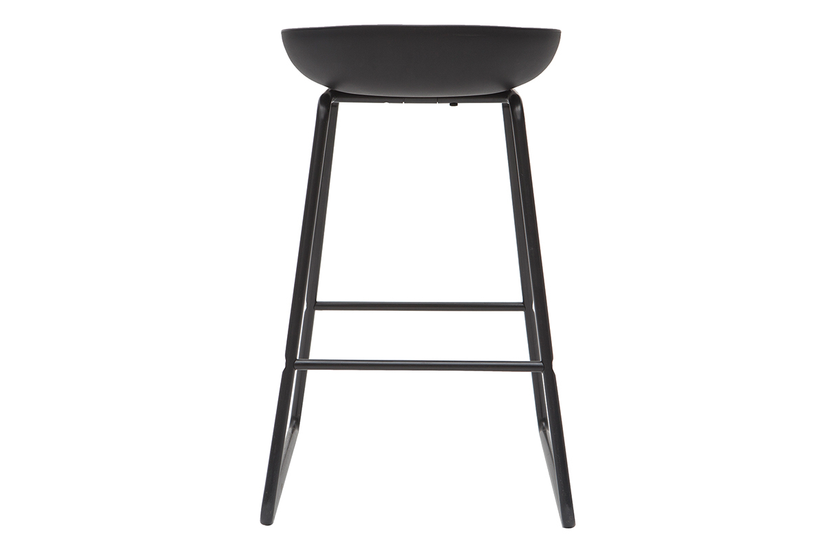 Taburetes de bar modernos negros con patas en metal 65 cm (lote de 2) PEBBLE