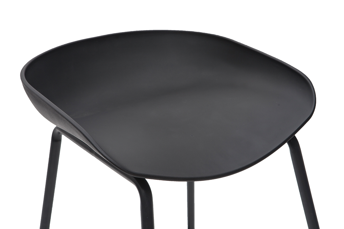 Taburetes de bar modernos negros con patas en metal 65 cm (lote de 2) PEBBLE