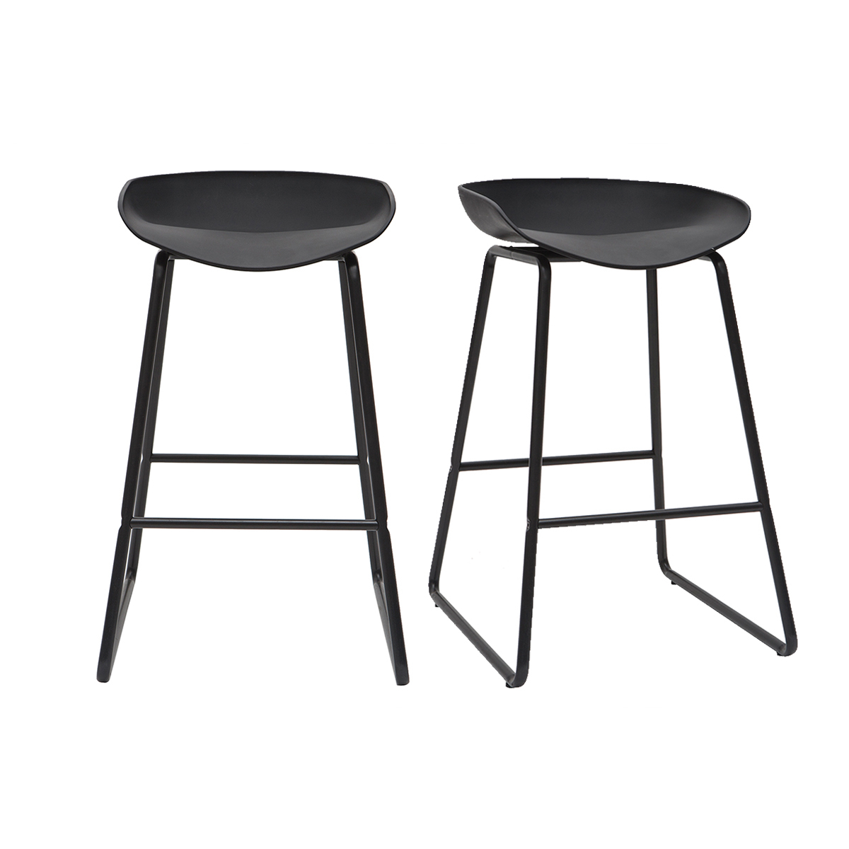 Taburetes de bar modernos negros con patas en metal 65 cm (lote de 2) PEBBLE