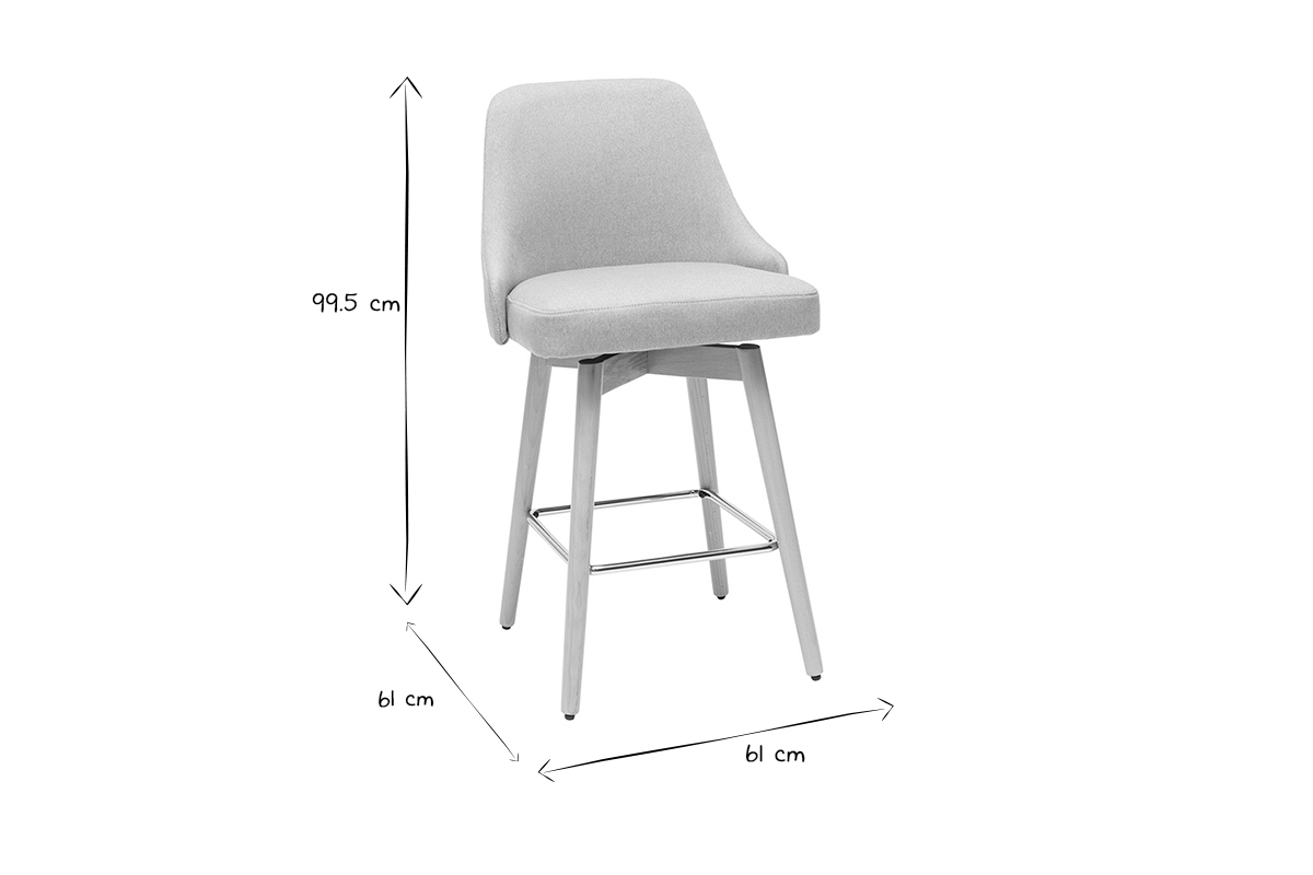 Taburetes de bar nrdicos giratorios gris claro A65 cm (lote de 2) HASTA