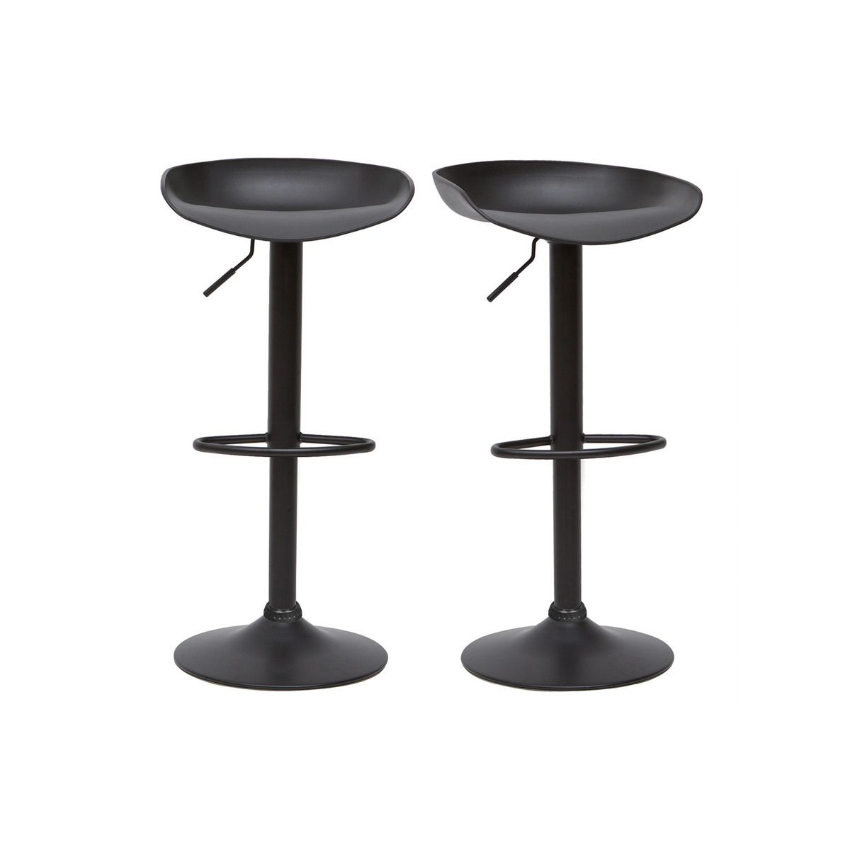 Taburetes de bar regulables modernos negros  A65 cm (lote de 2) PEBBLE