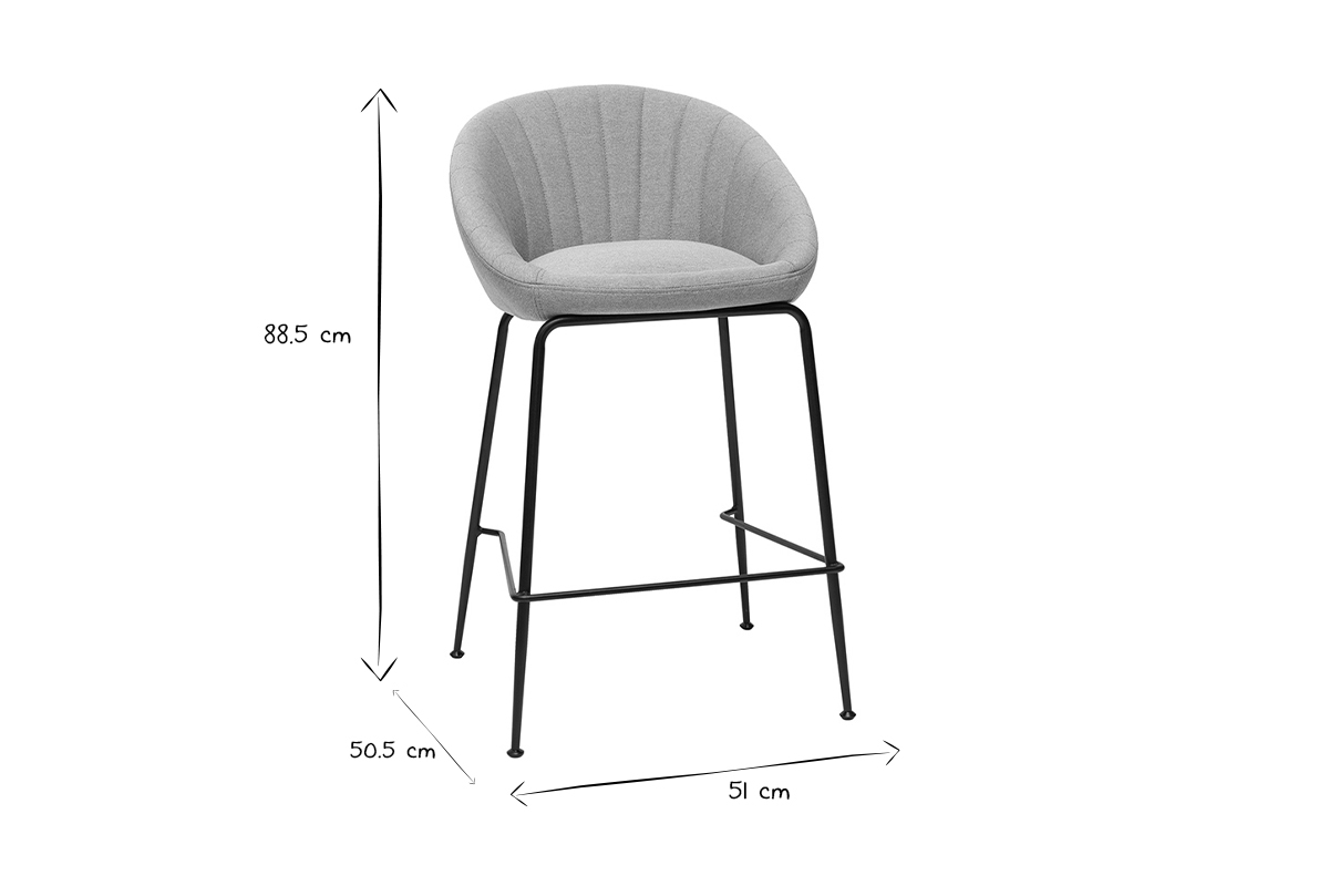 Taburetes de bar tejido gris claro 65 cm (lote de 2) SHERU